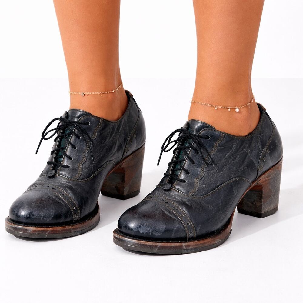 Pskaufman Crosswalk Oxford Ankle Boots Hand Paint Metallic Cap Toe Size 7